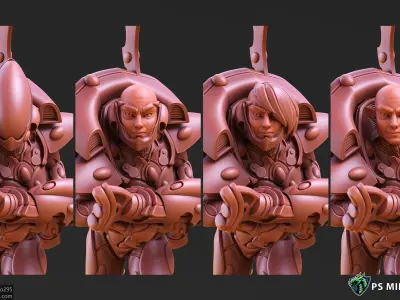 Space Elf Male Soldier Pose 3 - 5 Variants 3D print model