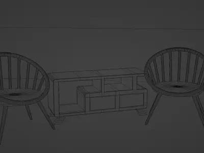 Set Wooden Furniture 5 3D model