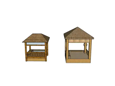 Bamboo Wooden Rattan Gazebo Traditional Outdoor 3D Model Free 3D print model