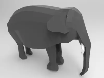 low poly elephant Free low-poly 3D model