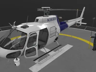 AS-350 US Customs And Border Protection Animated Low-poly 3D model