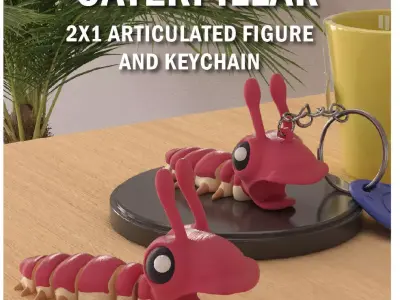 Screaming Caterpillar Articulated Version and Keychain 3D print model