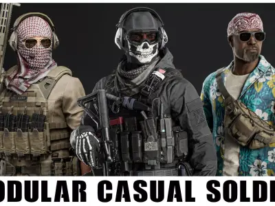 Modular PMC Character Low-poly 3D model