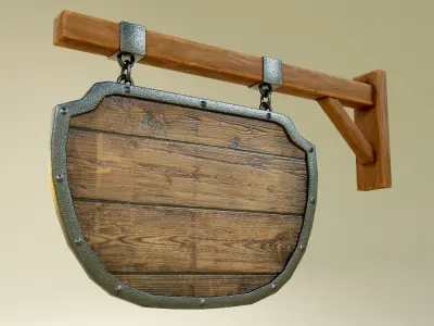 Medival Sign Set Low-poly 3D model