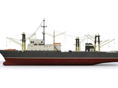 Trawler ship Low-poly 3D model