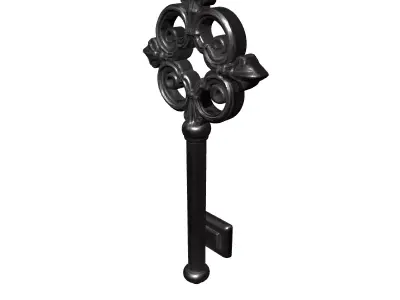 Ornate Antique Skeleton Key 3D Model Low-poly 3D model