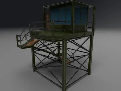 Military Watch Tower - Low Poly - Game Ready Low-poly 3D model