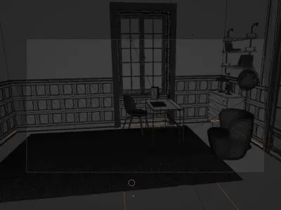 Wooden Interior Scene Free low-poly 3D model