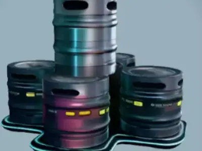 Sci-Fi Cryogenic Fuel Barrels Low-poly 3D model