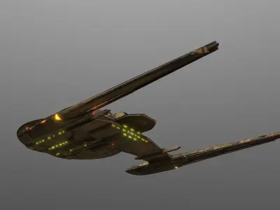44USS-Shenzhou star trek ship flying in air 3D model