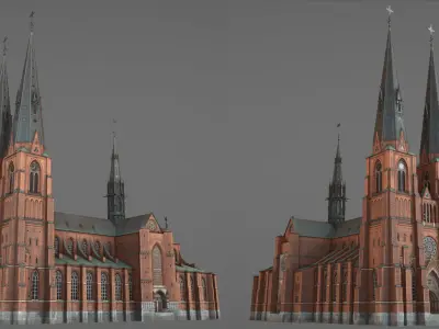 Arlanda Uppsala Cathedral Low-poly 3D model