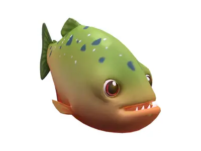 Red Piranha Animated Fish  Low-poly 3D model