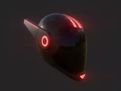 futuristic helmet low poly Low-poly 3D model