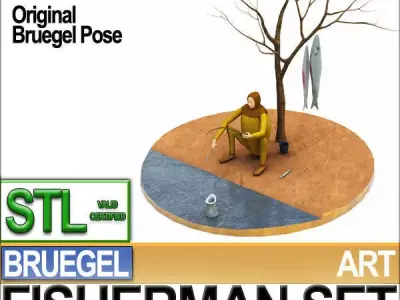 Bruegel Fisherman Scene Stl Printable 3D model