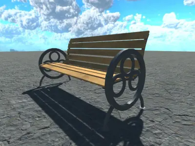 Bench - 2 wooden in desert Free low-poly 3D model