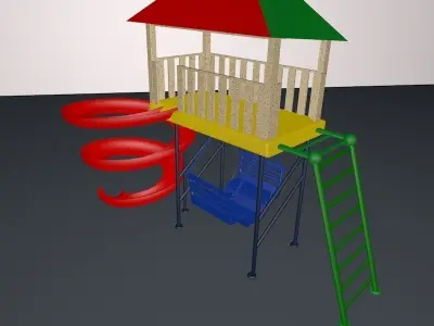 swing and skis 3D model