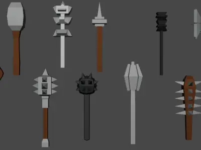 Low Poly Weapons Pack 2 DISCOUNT Low-poly 3D model