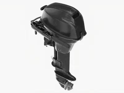 Outboard portable boat motor with folded tiller used 3D model