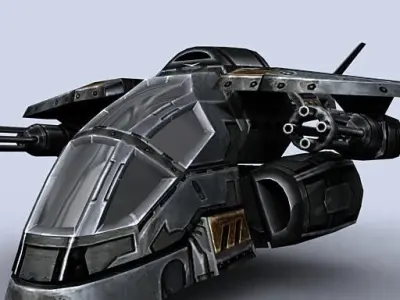 3DRT - Sci-Fi Gunship 1  Low-poly 3D model