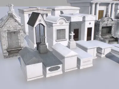 Mausoleums Tombs and Graves pack 3 Low-poly 3D model