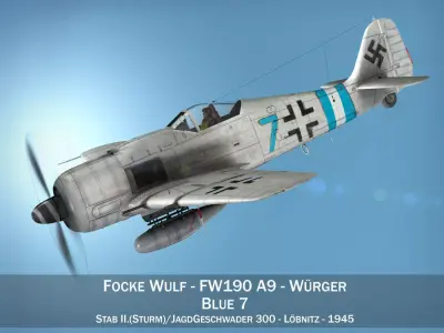 Focke Wulf - FW190 A9 - Blue 7 3D model