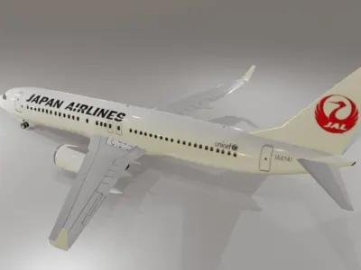 Japan Airlines Boeing 737 800 3D model Low-poly 3D model