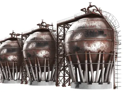 Detailed Rusted Oil Storage 3D model