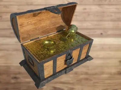 Chest Low-poly 3D model treasure Low-poly 3D model