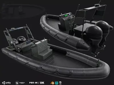 Military Boat Low-poly 3D model