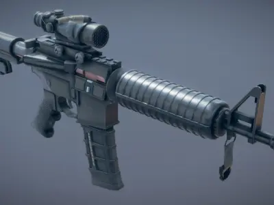 AR15 Style Rifle Low-poly 3D model