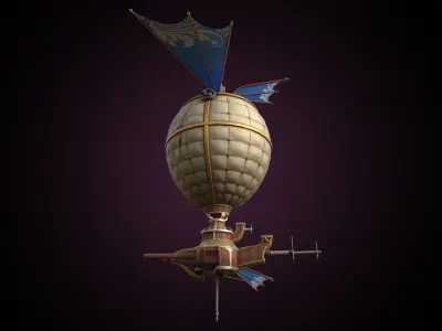 Stylized Solarpunk Airship 3D model