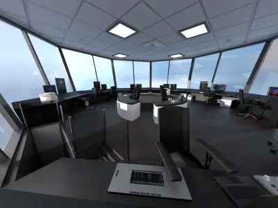 Airport Control Tower Exterior and Interior 3D model