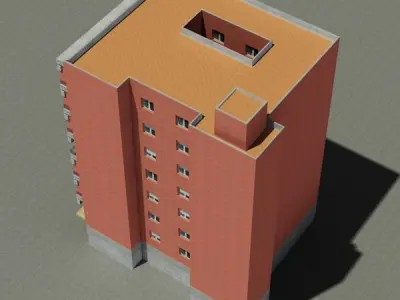 Building residential Low-poly 3D model