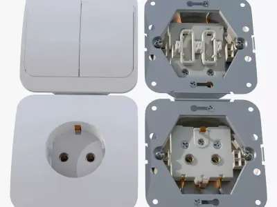 Electrical Socket and Light Switch with Disassembled M1 3D model