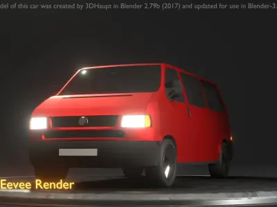City Car 31 Commercial Minibus Type-C Red Low-poly 3D model