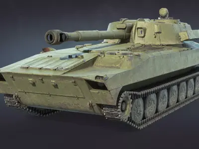 2S1 Gvozdika self-propelled howitzer Low-poly 3D model