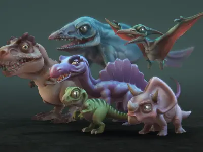 Toon Dinosaurs Low-poly 3D model