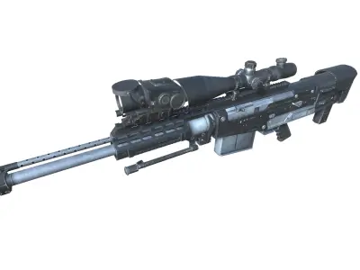 22-AS50-gun model 3d game ready model Low-poly 3D model Low-poly 3D model