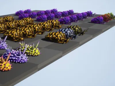 Sea Slugs Pack - Game Ready Low-poly 3D model Low-poly 3D model