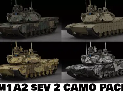 Tank M1A2 SEP 2 With Camouflage Pack 3D Model 3D model