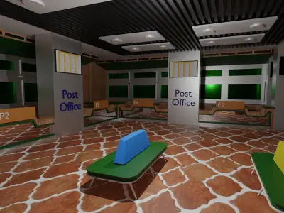 Post Office Interior Low-poly 3D model