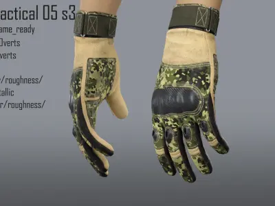 FPS hand glove tactical 05 s3 Low-poly 3D model