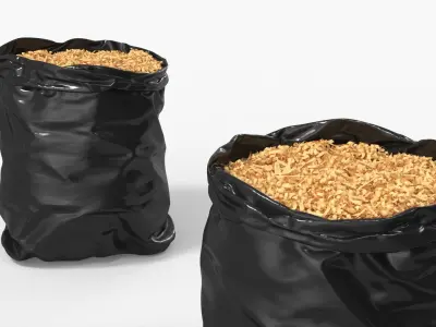 Wood Shavings in Plastic Bag Natural 3D model