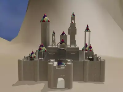 3D LOW POLY MEDIEVAL building CASTLE Low-poly 3D model