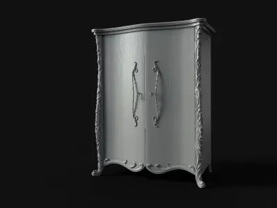 Cupboard ornate wardrobe Free low-poly 3D model