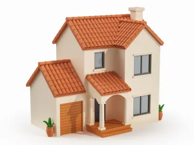 Cartoonish House Low Poly 3D Model 03 3D model