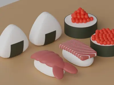 Cartoon Sushi Japanese Food Pack 3D model