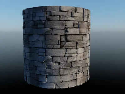 4k Gray Block Stone Material with 16 bit height maps Low-poly 3D model