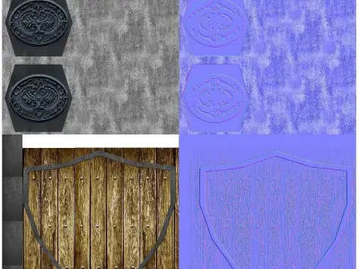 Blacksmith fire pit with hammer and iron Low-poly 3D model