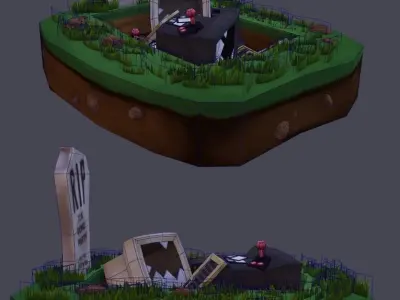 Computer Part Grave Low-poly 3D model